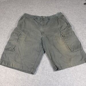 DKNY Mens Cargo Shorts Faded Black Cotton Twill Multi Pocket Size 38 Y2k